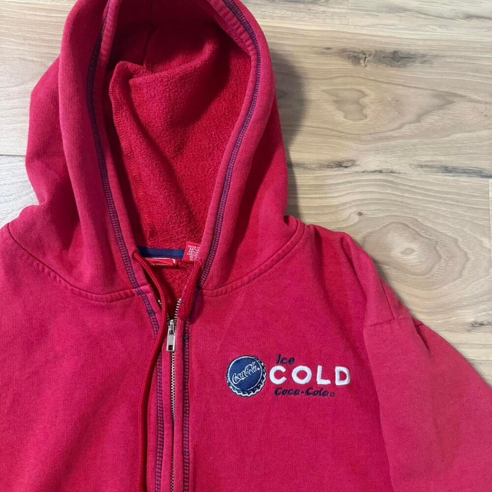 Vintage 00s Coca Cola red zip up hoodie Embroidered Size Women’s XXL